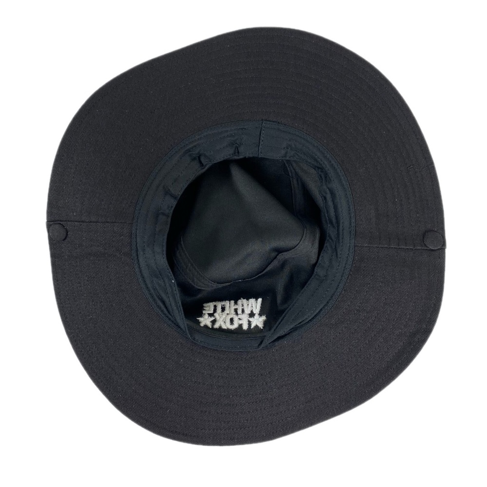 White Fox Black Wide Brim Sun Hat Snap Up Sides Cowboy Style - Picture 4 of 5